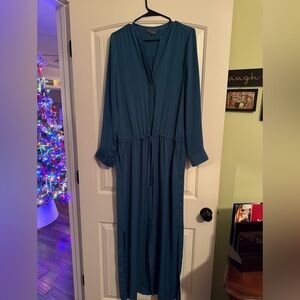 Vince Teal Long Sleeve Dress